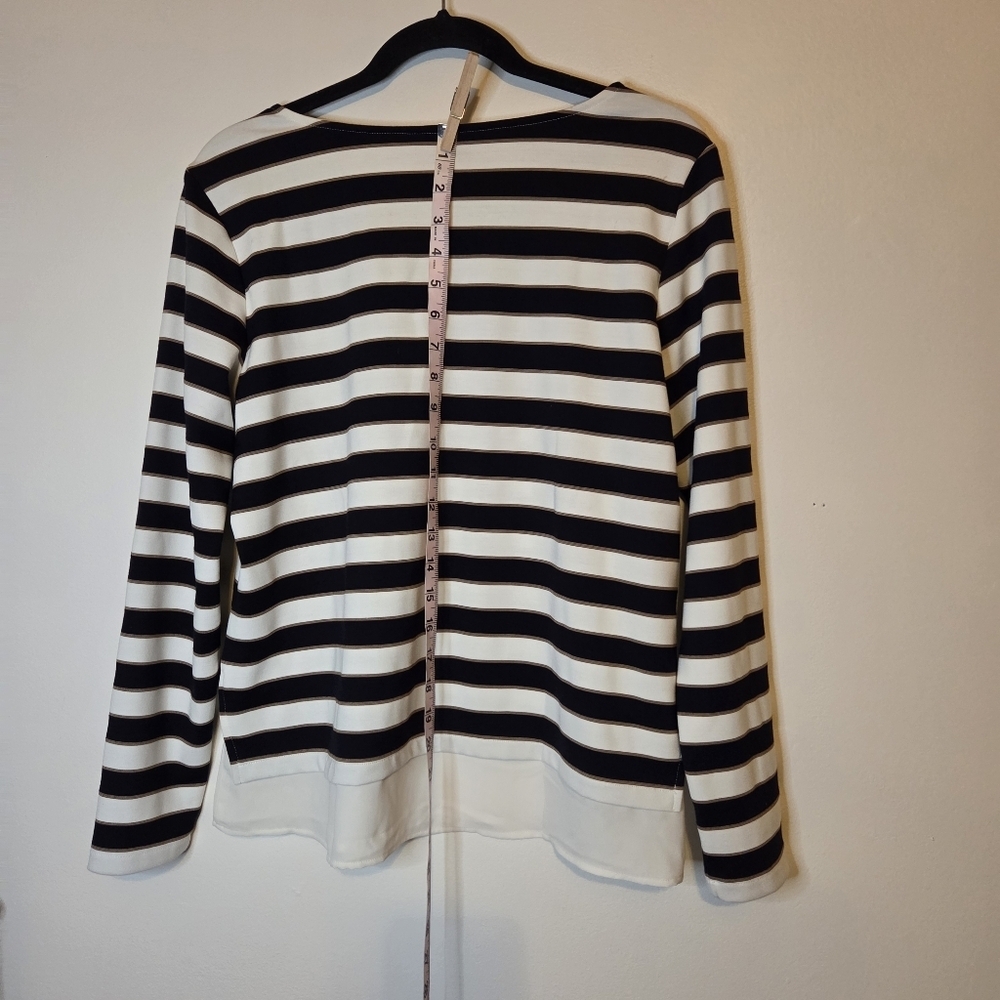 Ann Taylor Medium Striped Long Sleeve Popover Top - Picture 3 of 8